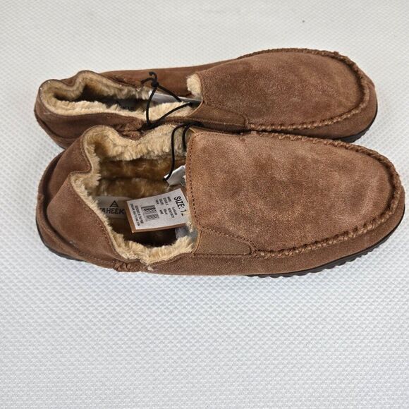 Staheekum Mens Size 12 Curbside Slippers Wheat Brown Leather Faux Fur Lining - Picture 4 of 6